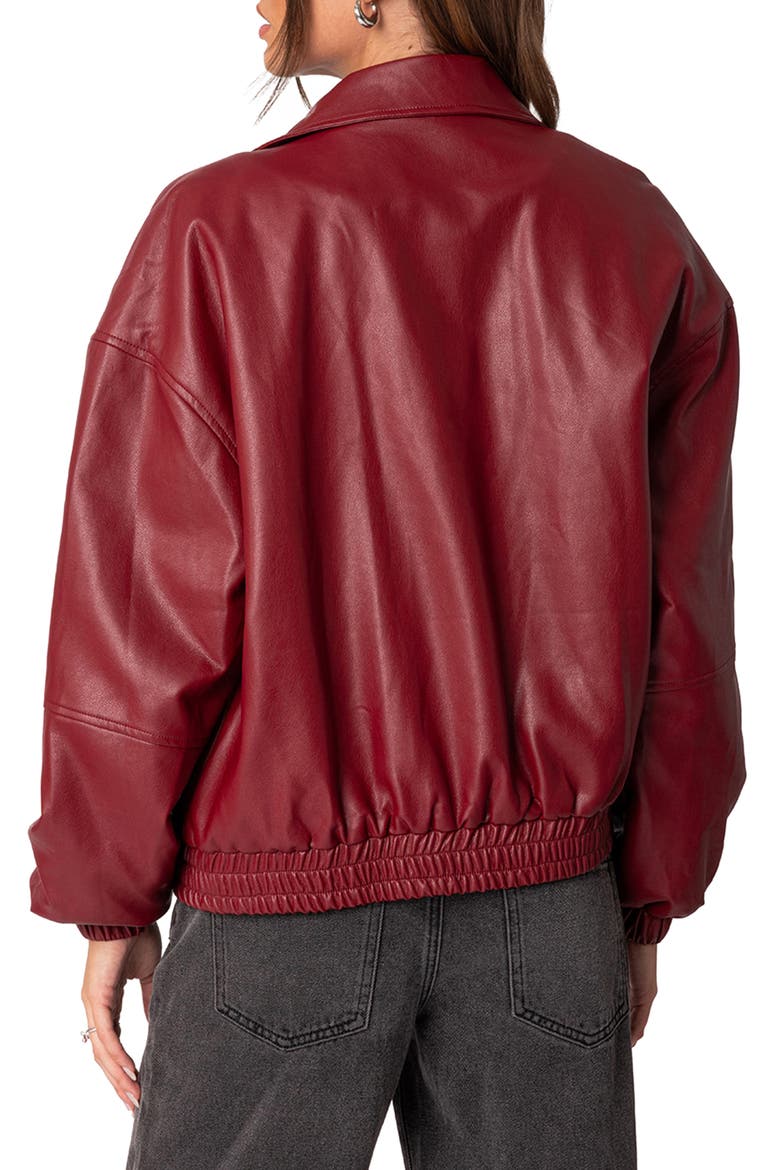 Halley Faux Leather Jacket, Alternate, color, BORDU