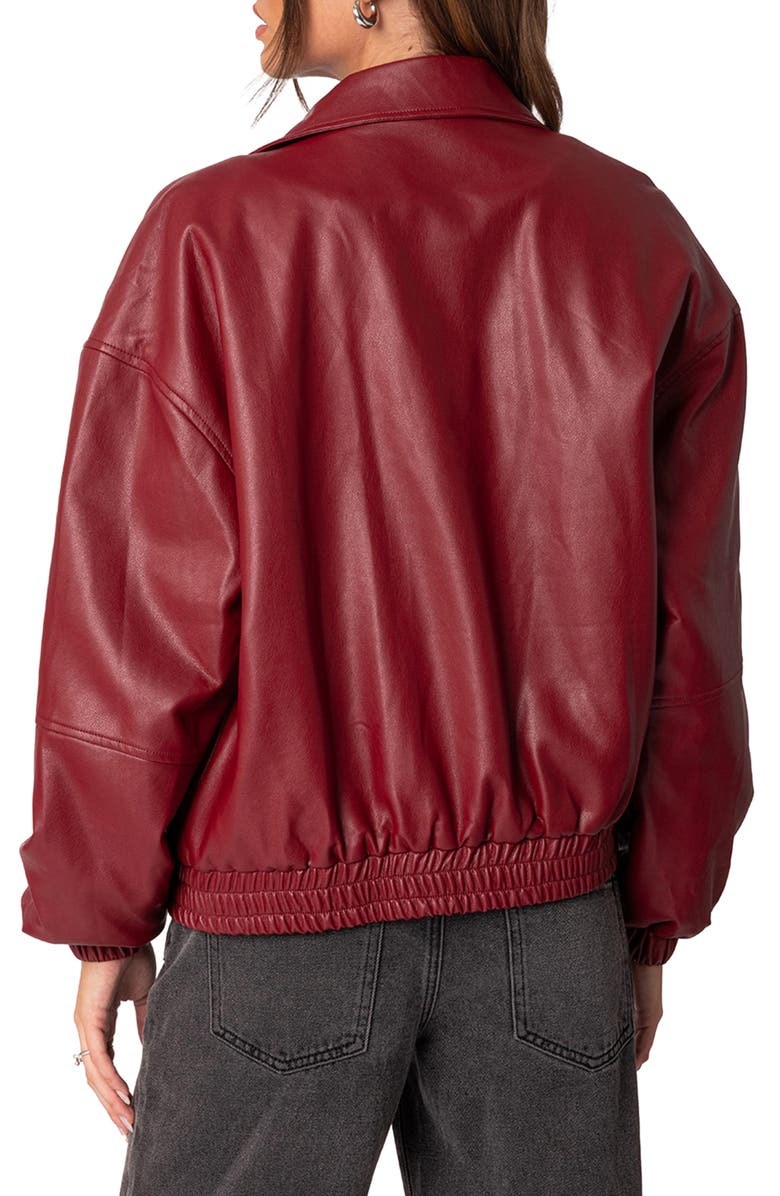 EDIKTED Halley Faux Leather Jacket, Alternate, color, Bordu