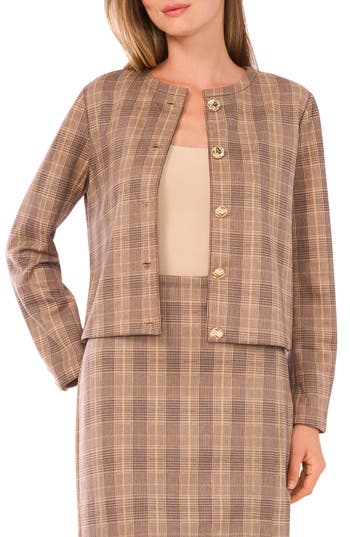 Ted Baker Plaid Jacket In Brown