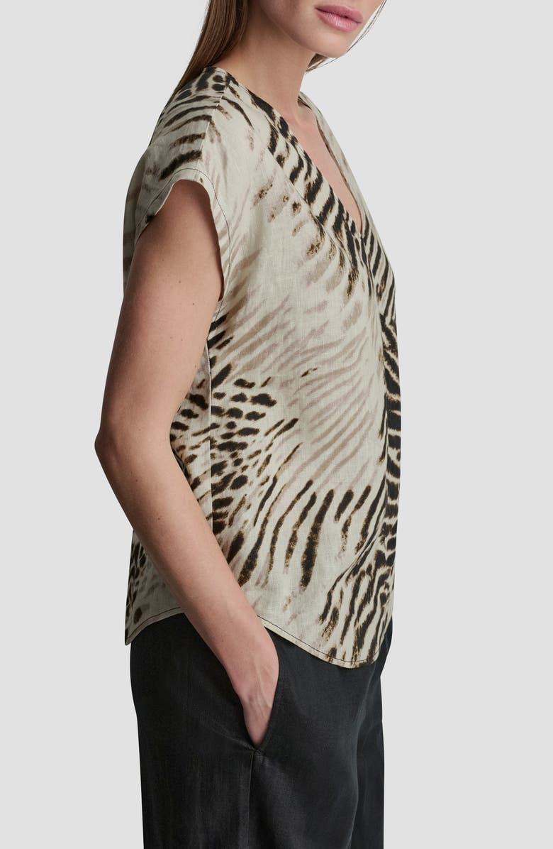 DKNY Tie Dye Line V-Neck Top, Alternate, color, Brushed Sandbed