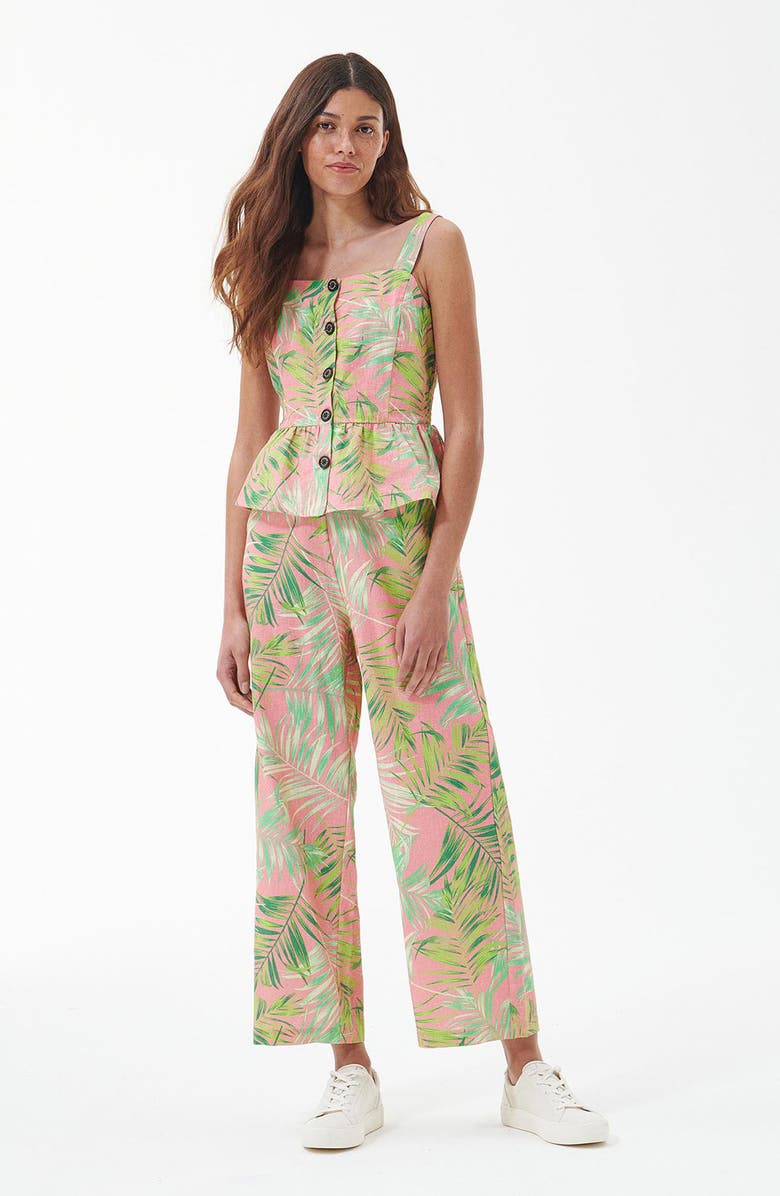 Barbour Aralia Frond Print Cotton Peplum Top, Alternate, color, Pink Multi