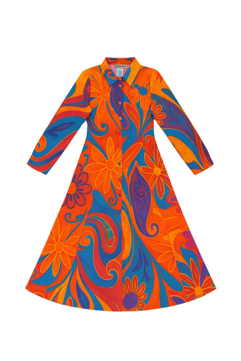Voyage Dress, Alternate, color, Orange hippie florals