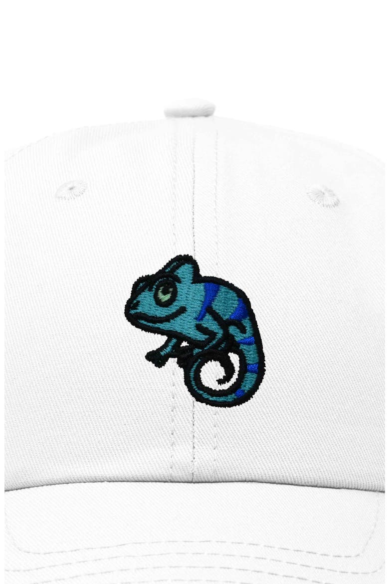 Chameleon Embroidered Dad Hat, Alternate, color, White