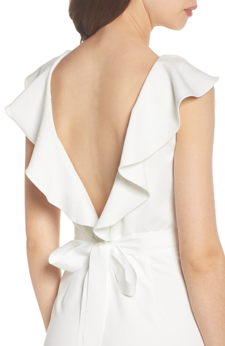 Adrianna Papell Ruffle Back Belted Gown, Alternate, color,