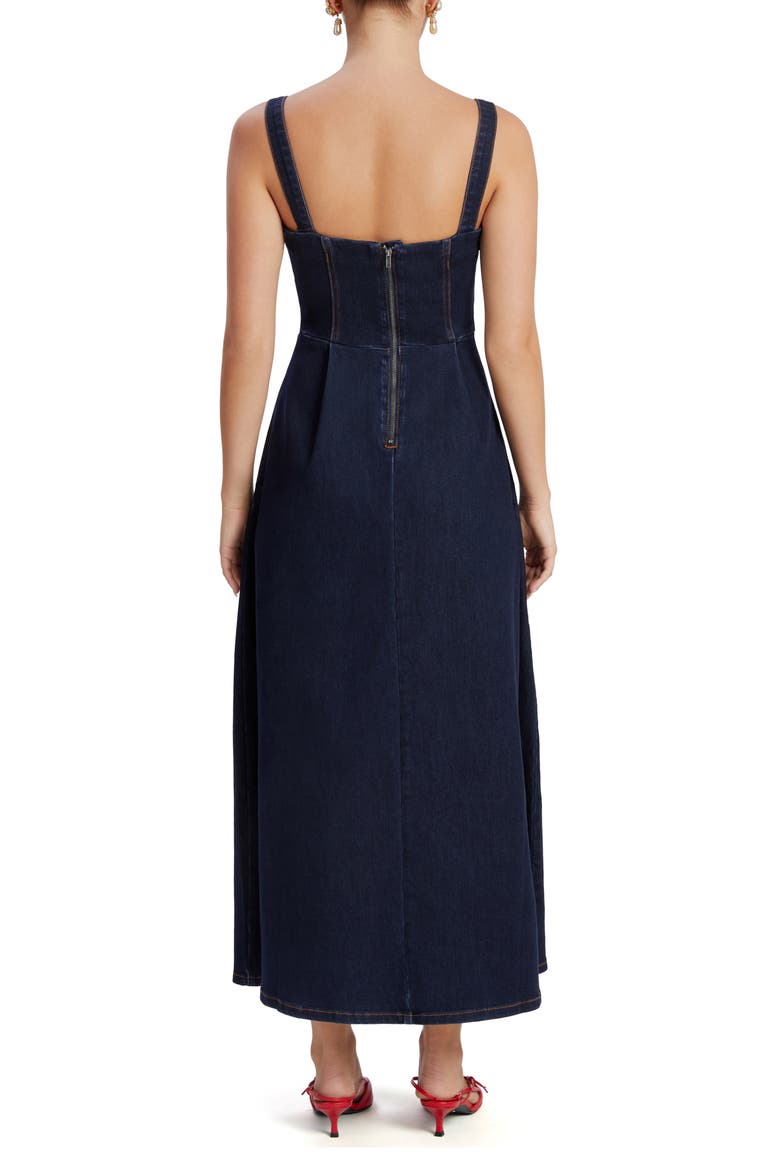 Lilah Corset Denim Midi Dress, Alternate, color, DARK