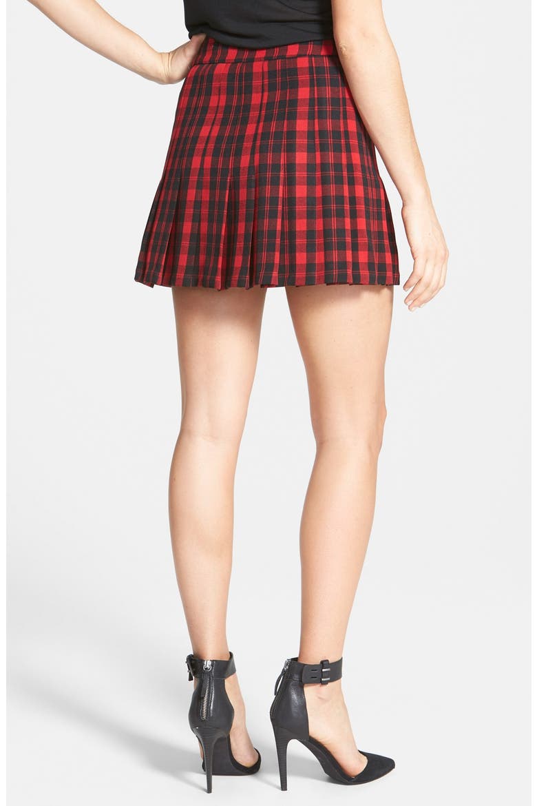 Plaid Mini Kilt, Alternate, color, RED BLAZE/ BLACK