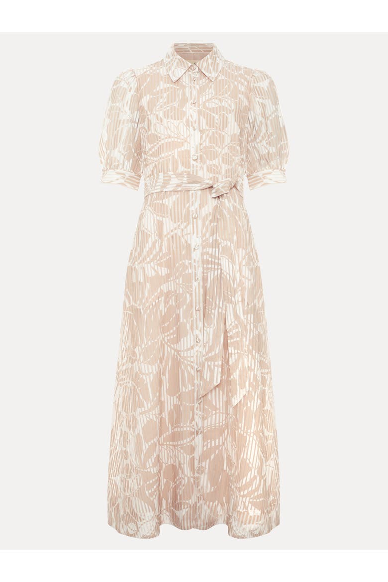 Delphine Belted Midi Shirt Dress, Alternate, color, Stone