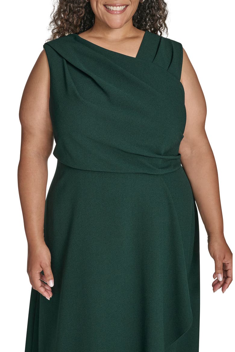 Signature Stretch Crepe Midi Dress, Alternate, color, HUNTER