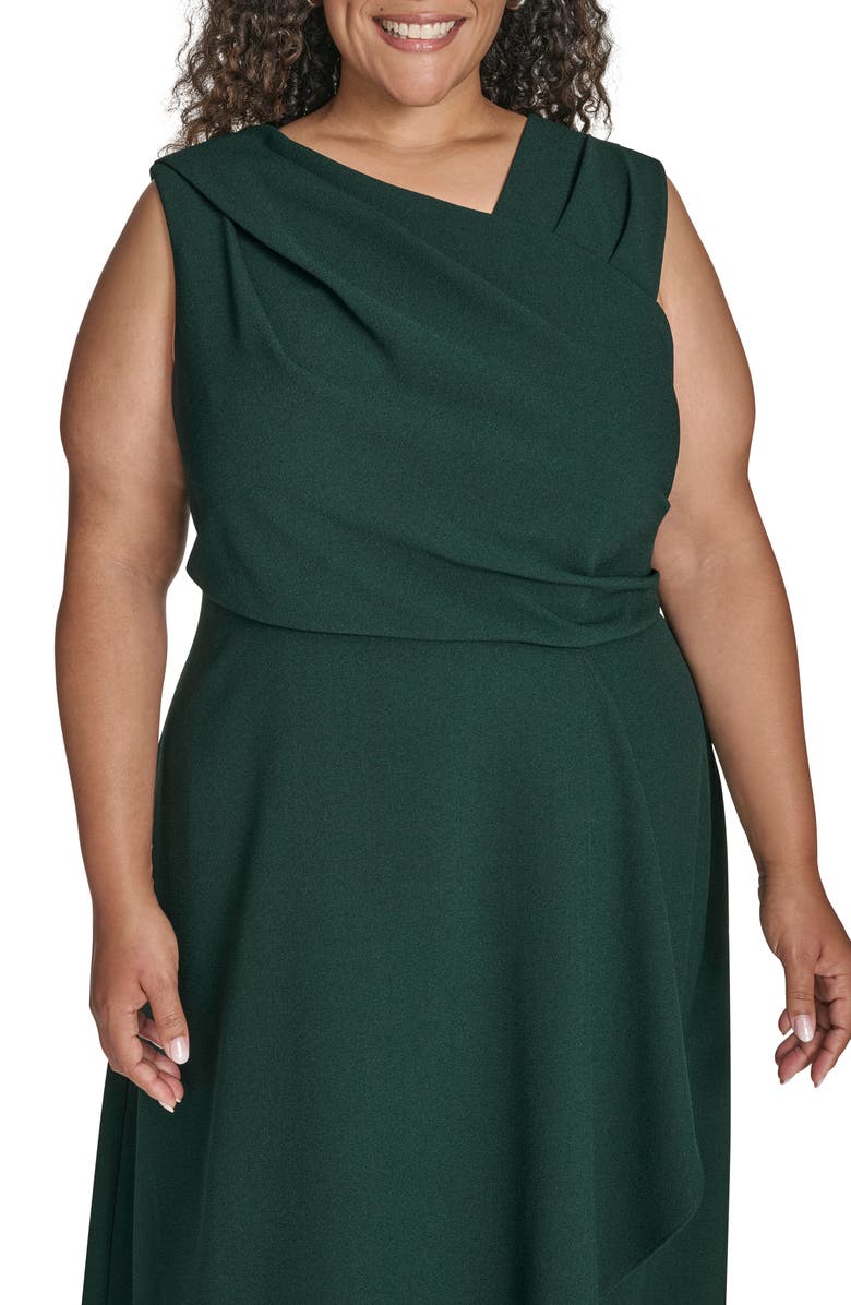 Vince Camuto Signature Stretch Crepe Midi Dress, Alternate, color, Hunter