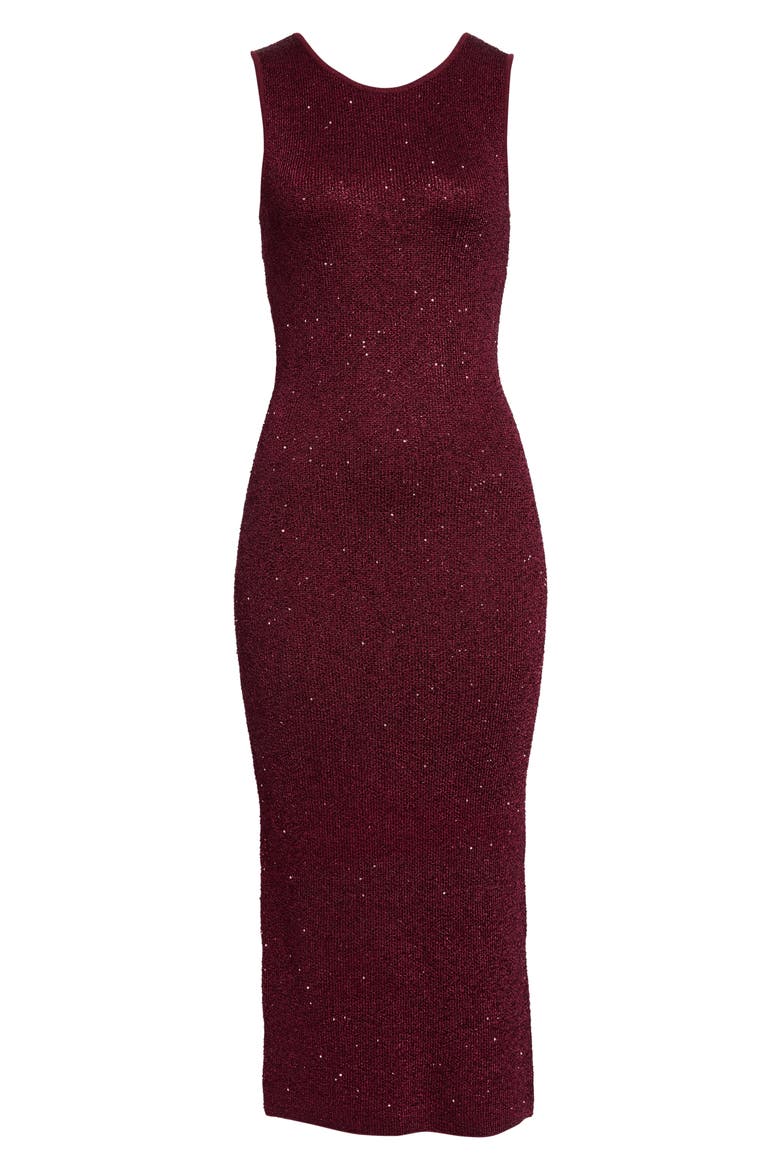 Cleo Sequin Midi Dress, Alternate, color, OXBLOOD