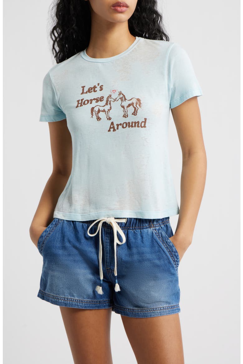 Let's Horse Around Burnout Graphic T-Shirt, Main, color, BLUE