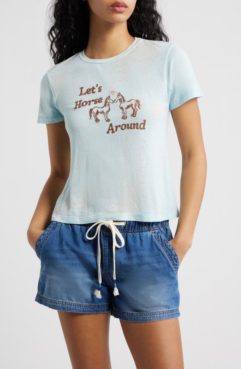 Daydreamer Let's Horse Around Burnout Graphic T-Shirt, Main, color, Blue