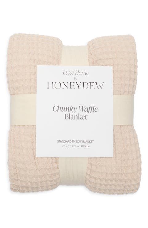 Chunky Waffle Stitched Cotton Throw