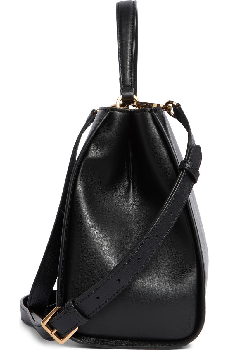 KARL LAGERFELD PARIS Elle Leather Satchel, Alternate, color, Black/ Gold