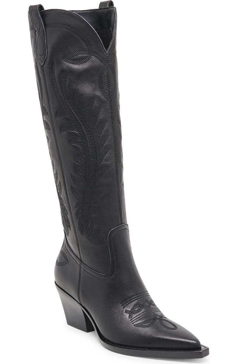 Dolce Vita Ryatt Clip Toe Western Boot, Main, color, Black Leather