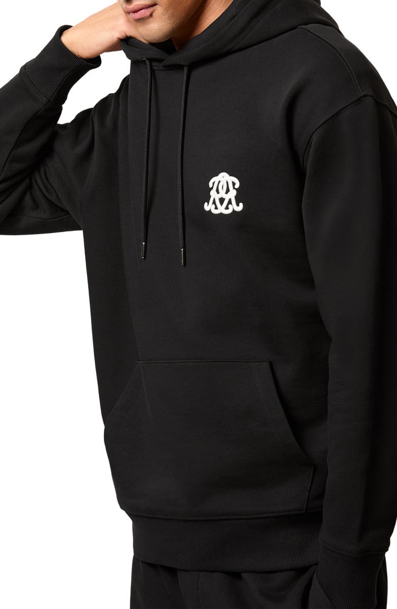 Reiss Conlin Embroidered Hoodie, Alternate, color, Black