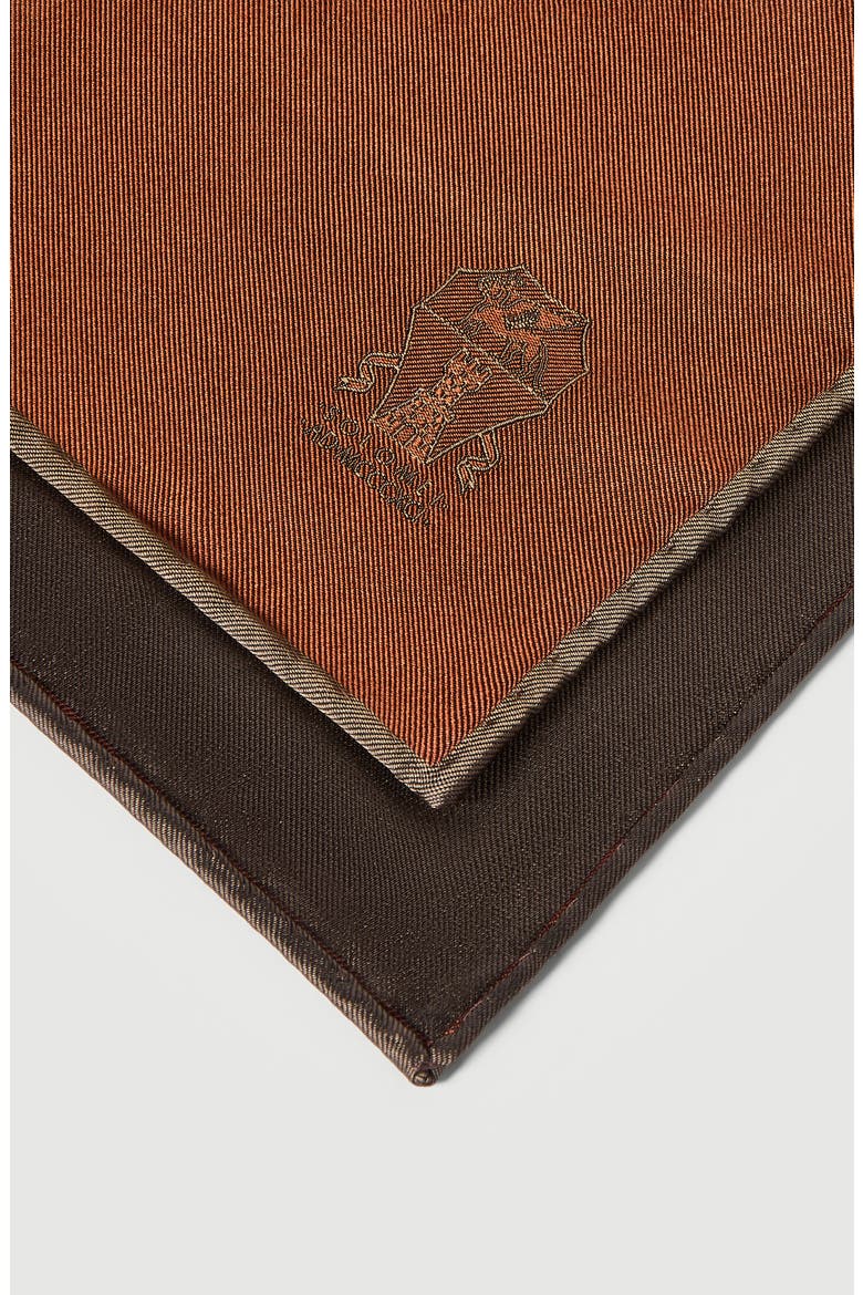 Silk pocket square with printed logo, Alternate, color, Burned