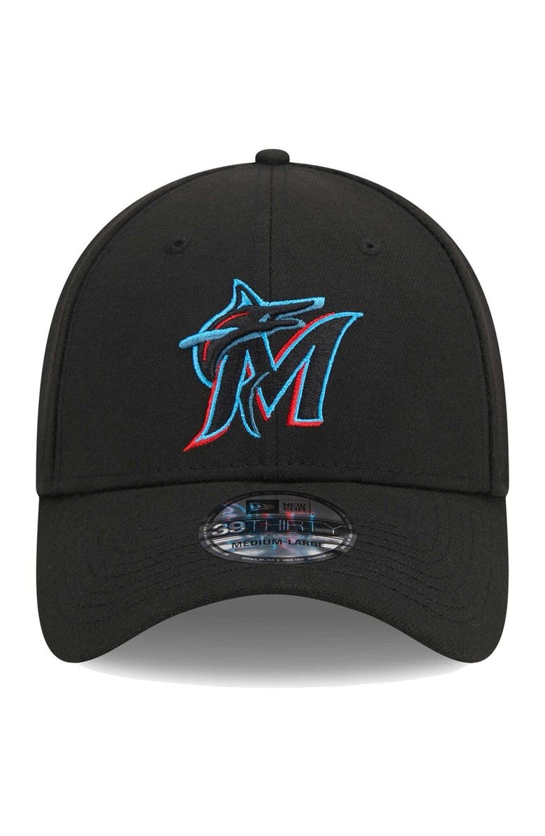New Era Men's New Era Black Miami Marlins Logo 39THIRTY Flex Hat, Alternate, color, Black