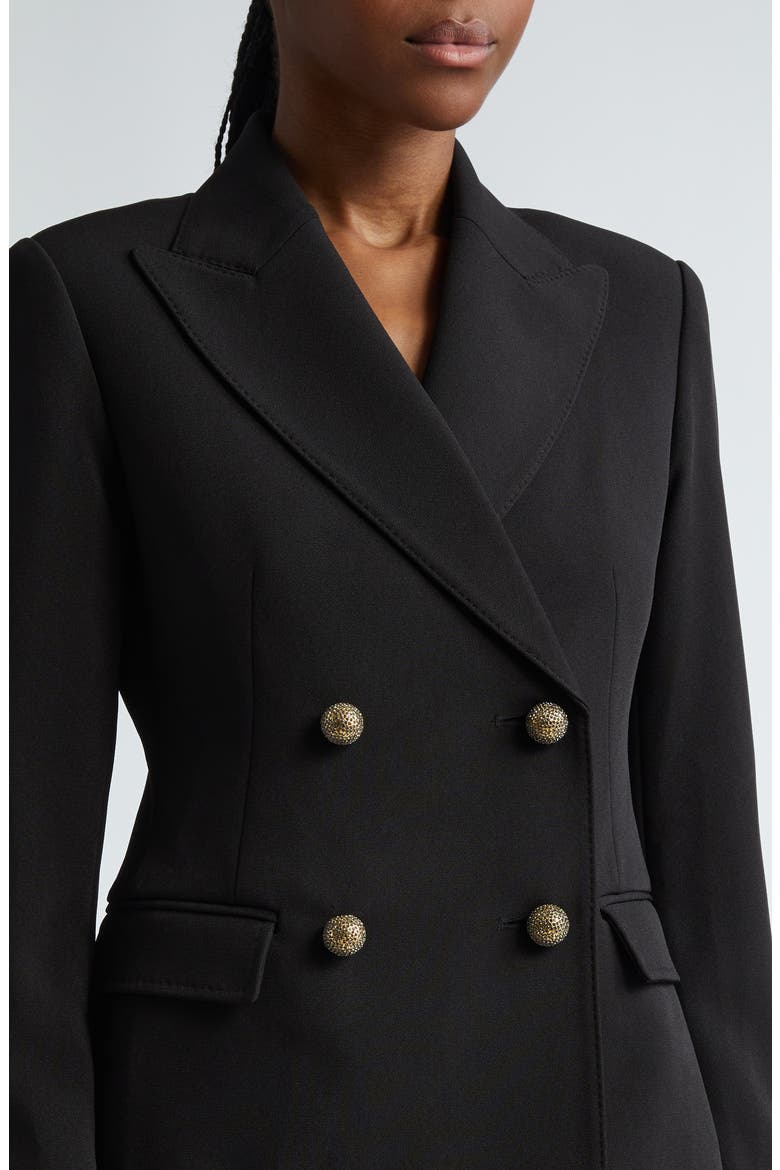 Crystal Button Stretch Cady Blazer, Alternate, color, BLACK
