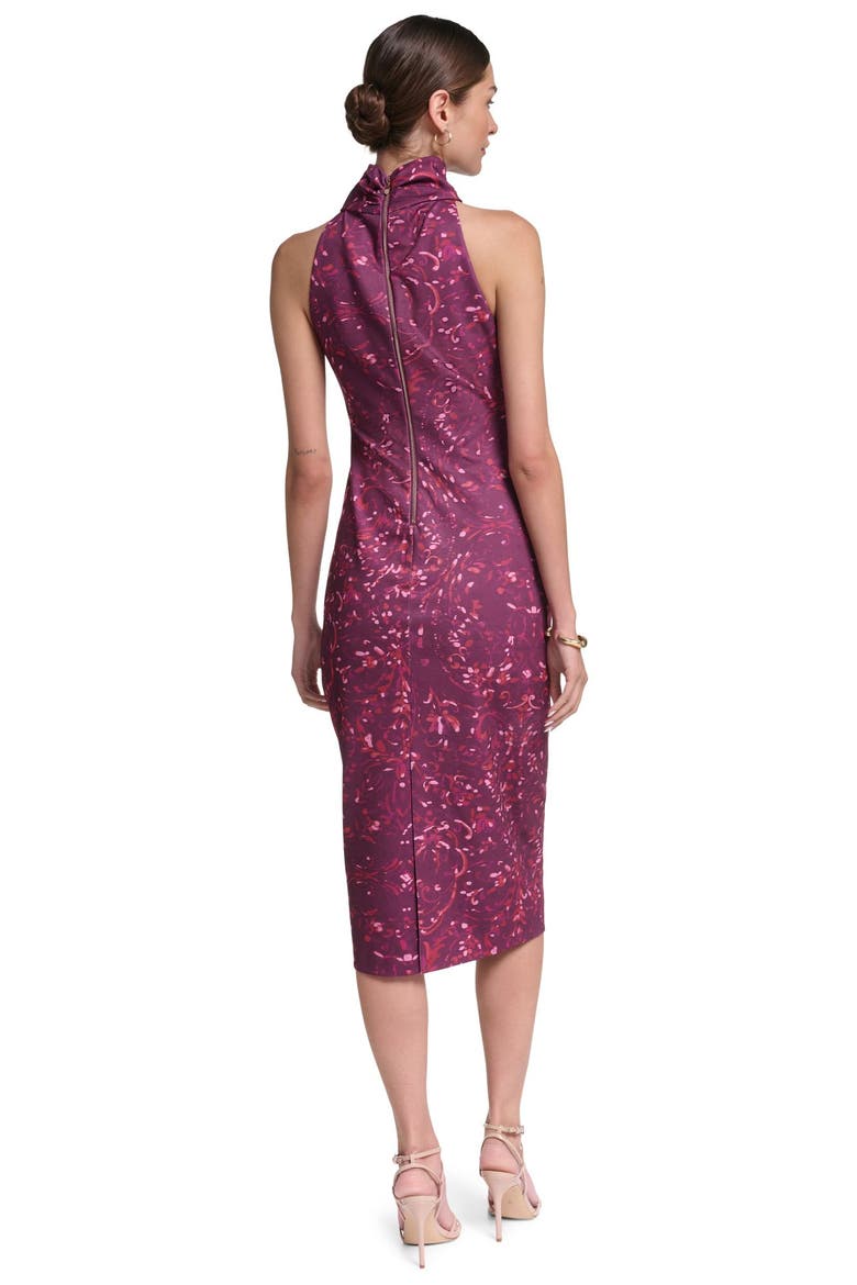 Printed Mock Neck Midi Dress, Alternate, color, Pink Multi