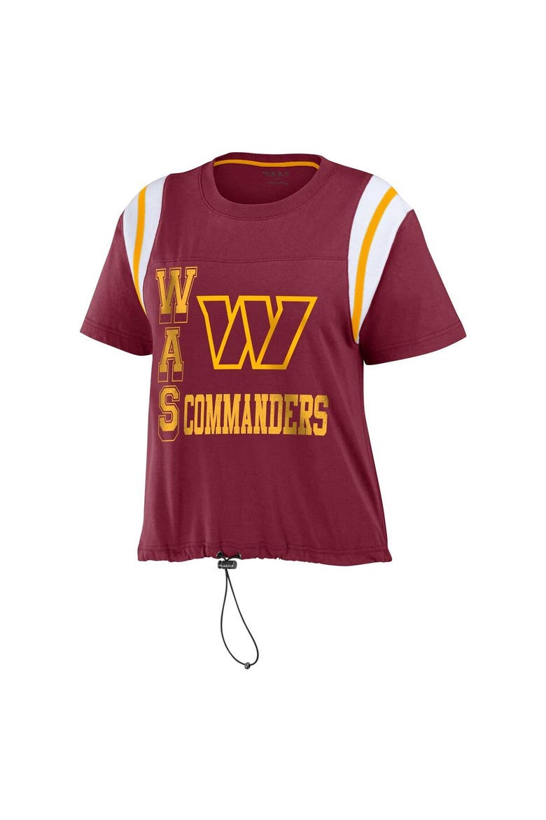 Women's WEAR by Erin Andrews Burgundy Washington Commanders Cinched Colorblock T-Shirt, Alternate, color, Burgundy
