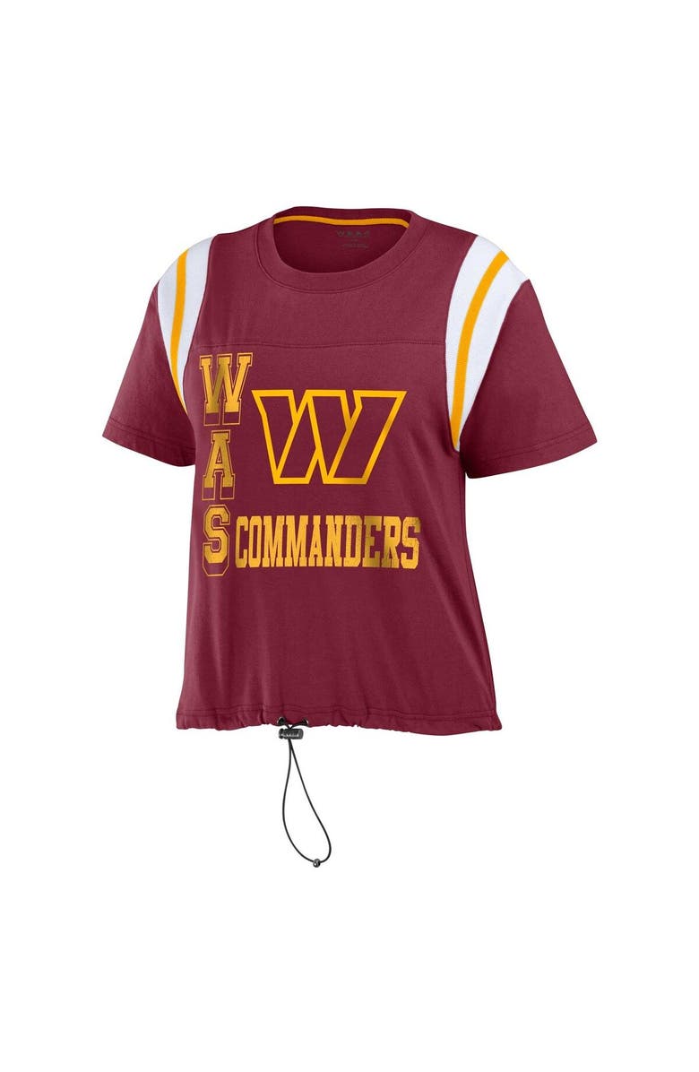 WEAR by Erin Andrews Women's WEAR by Erin Andrews Burgundy Washington Commanders Cinched Colorblock T-Shirt, Alternate, color, Burgundy