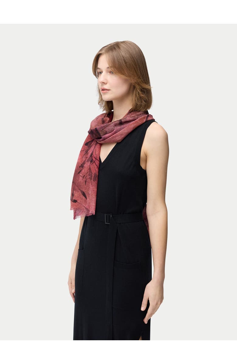 GOBI Mongolian Cashmere Abstract Floral Printed Cashmere Shawl, Alternate, color, Coconut Milk