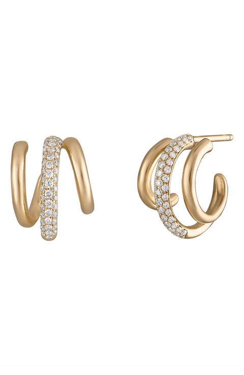 Shine Huggs Gold Diamond Huggie Hoop Earrings