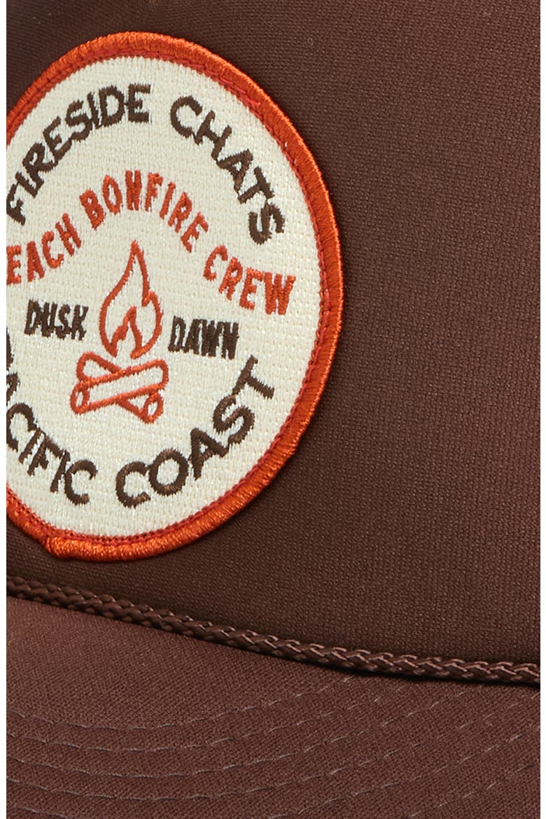 Fireside Chats Patch Trucker Hat, Alternate, color, BROWN