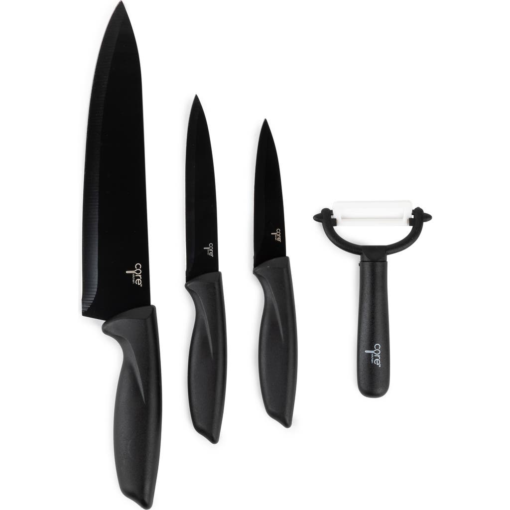 Core Kitchen 4-piece Professional Knife & Peeler Set In Black