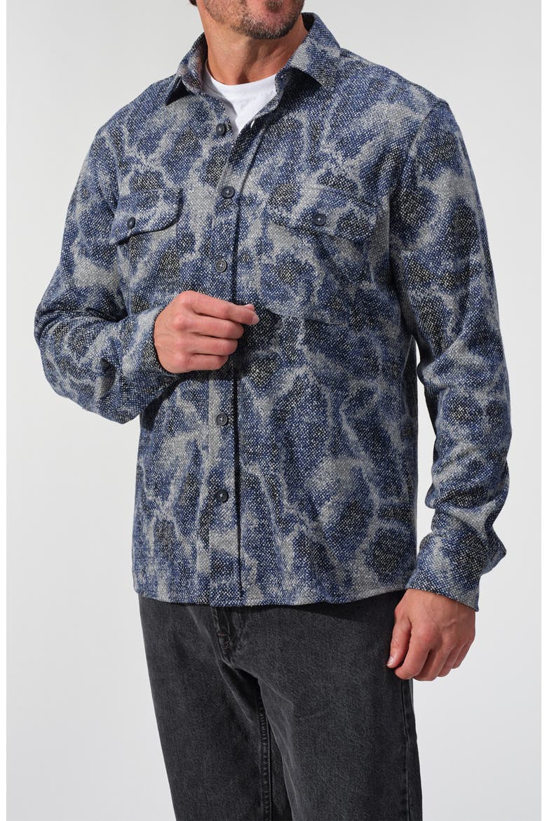 Abstract Print Knit Button-Up Shirt, Alternate, color, ROYAL