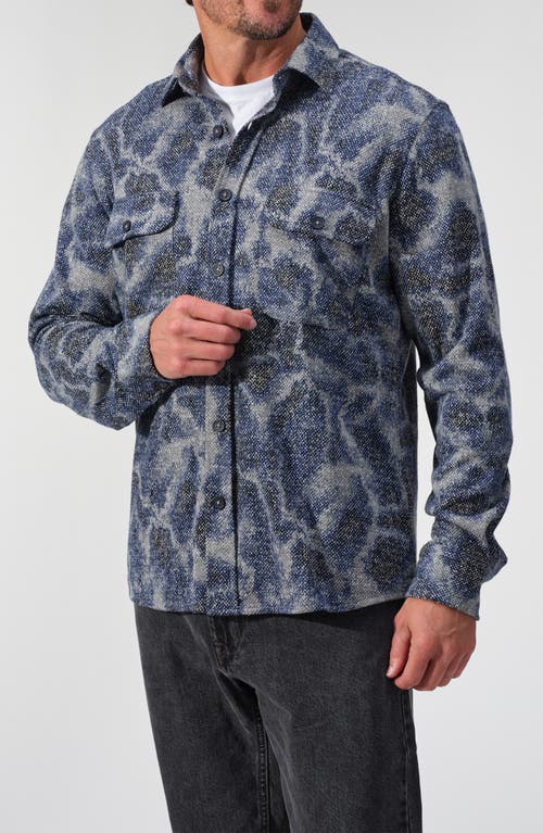 Studio Garnet Los Angeles Abstract Print Knit Button-up Shirt In Blue