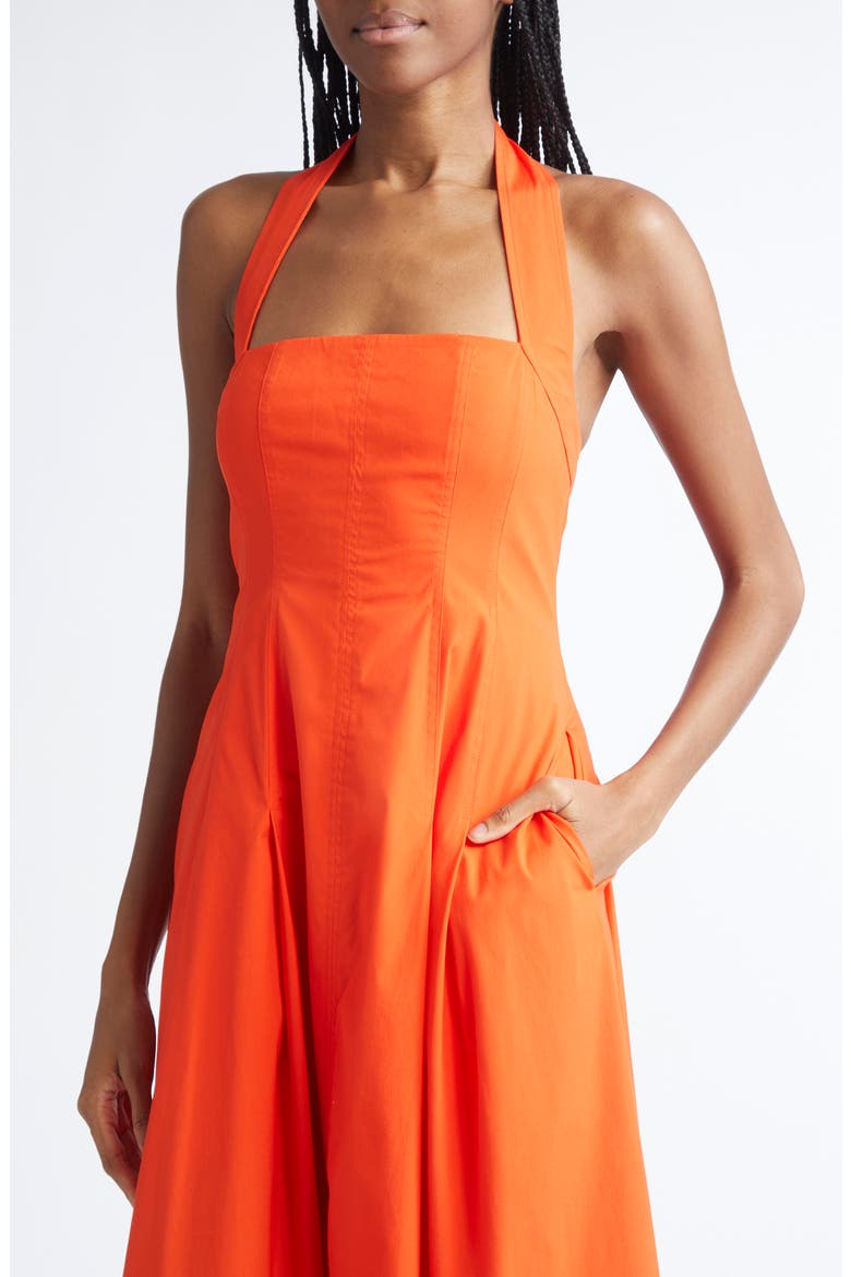 Natalie Stretch Cotton Halter Dress, Alternate, color, POPPY