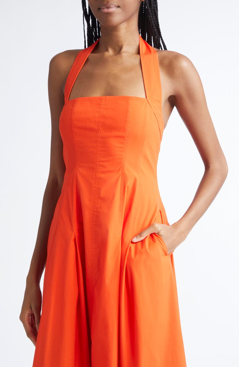 A.L.C. Natalie Stretch Cotton Halter Dress, Alternate, color, Poppy