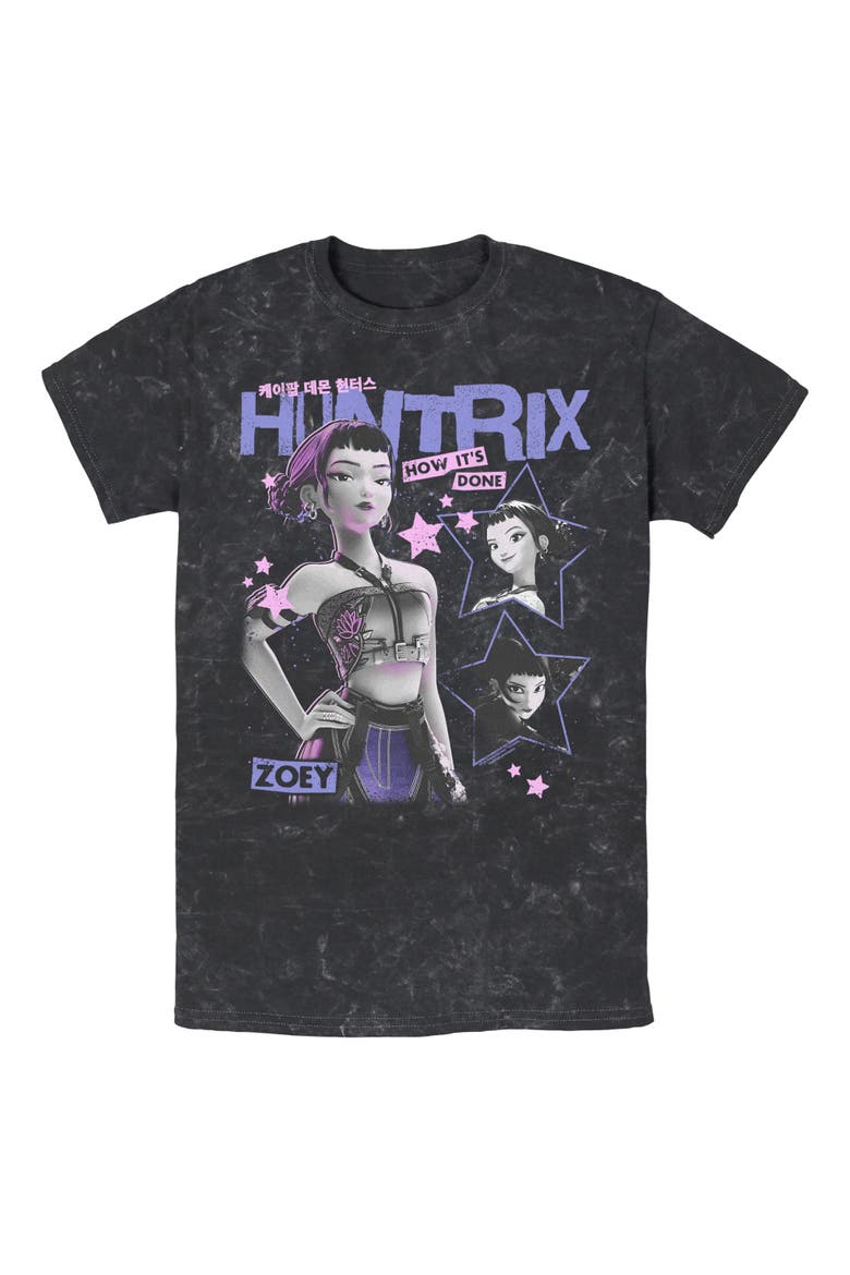 Men's Pop Star Huntrix Zoey Short Sleeve Graphic T-Shirt, Main, color, Black