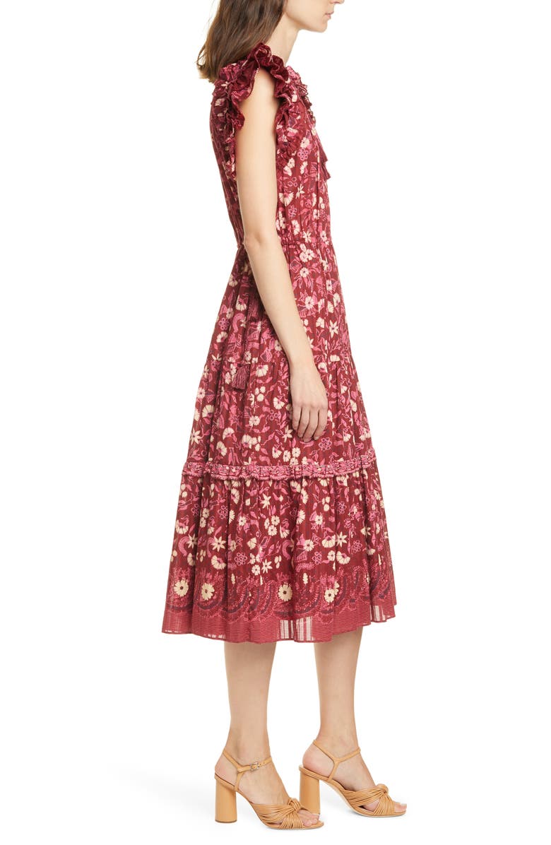 Ulla Johnson Linnea Floral Midi Dress, Alternate, color, 