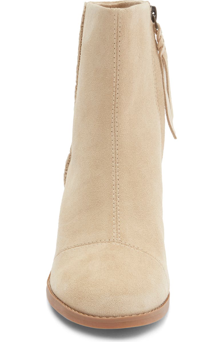 TOMS Evelyn Bootie, Alternate, color, Oatmeal Suede/ Deco Stitch