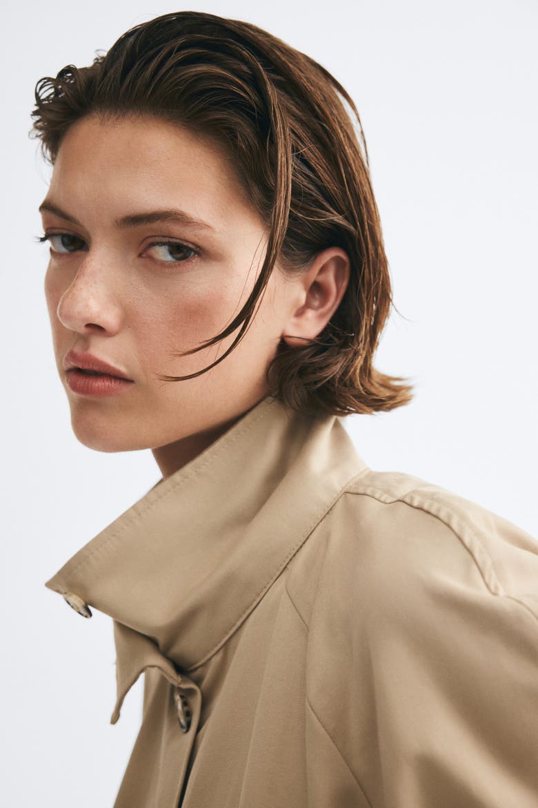 Oversized Funnel-Collar Jacket, Alternate, color, Beige