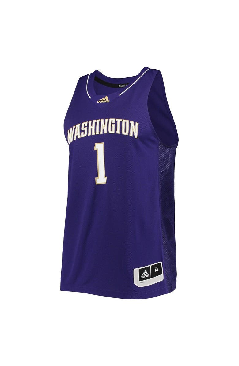 adidas Men's adidas #1 Purple Washington Huskies Team Swingman Basketball Jersey, Alternate, color, Purple