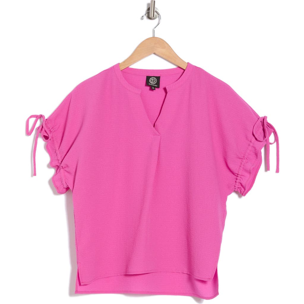Bobeau Tie Dolman Sleeve Top In Rosebud
