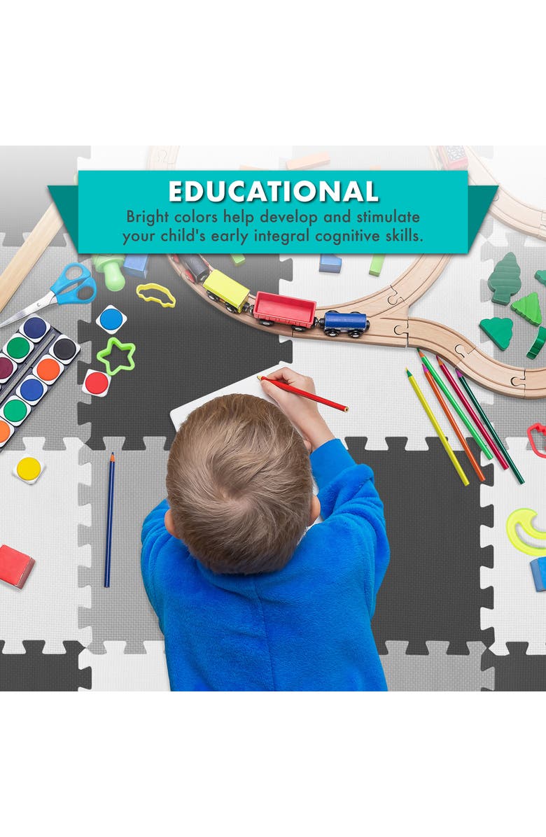 ProsourceFit Kids Solid Floor Play Mat, Alternate, color, Black-Gray-White