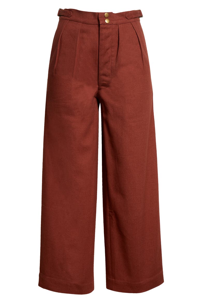 Wide Leg Cotton Twill Pants, Alternate, color, CINNAMON