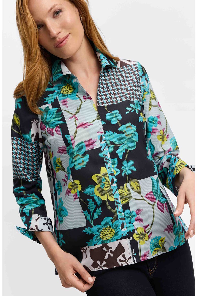 Agnes Sateen Top, Alternate, color, TEAL MULTI