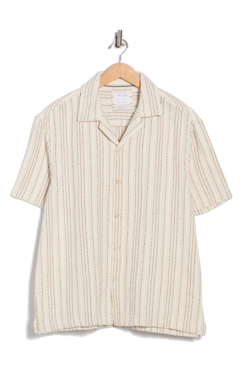 Cactus Man Relaxed Fit Stripe Textured Camp Shirt, Alternate, color, 