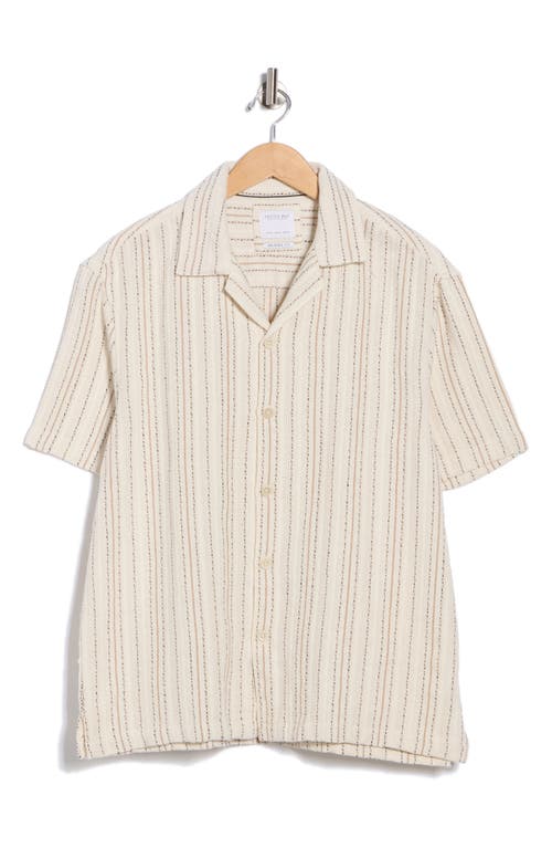 Cactus Man Relaxed Fit Stripe Textured Camp Shirt In White