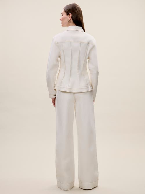 Rebecca Taylor Cora Denim Jacket In Eggshell Wash