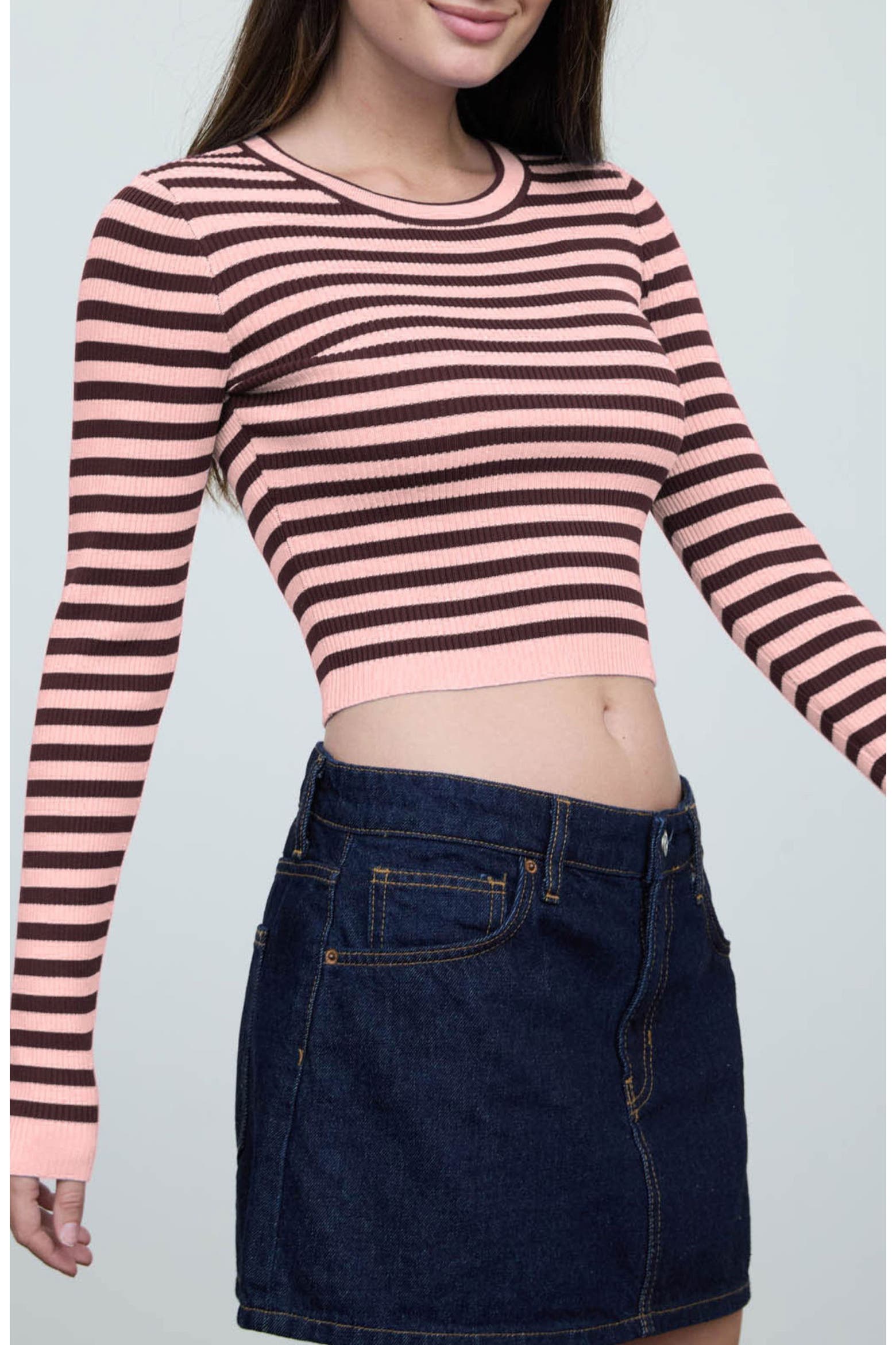 Striped Sweater Ribber Blu Pepper Striped Cropped Ribbed Sweater (Women) | Nordstromrack