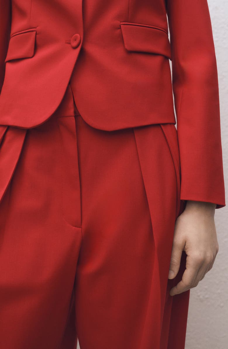 MANGO Margot Pleat Front Straight Leg Pants, Alternate, color, Bright Red