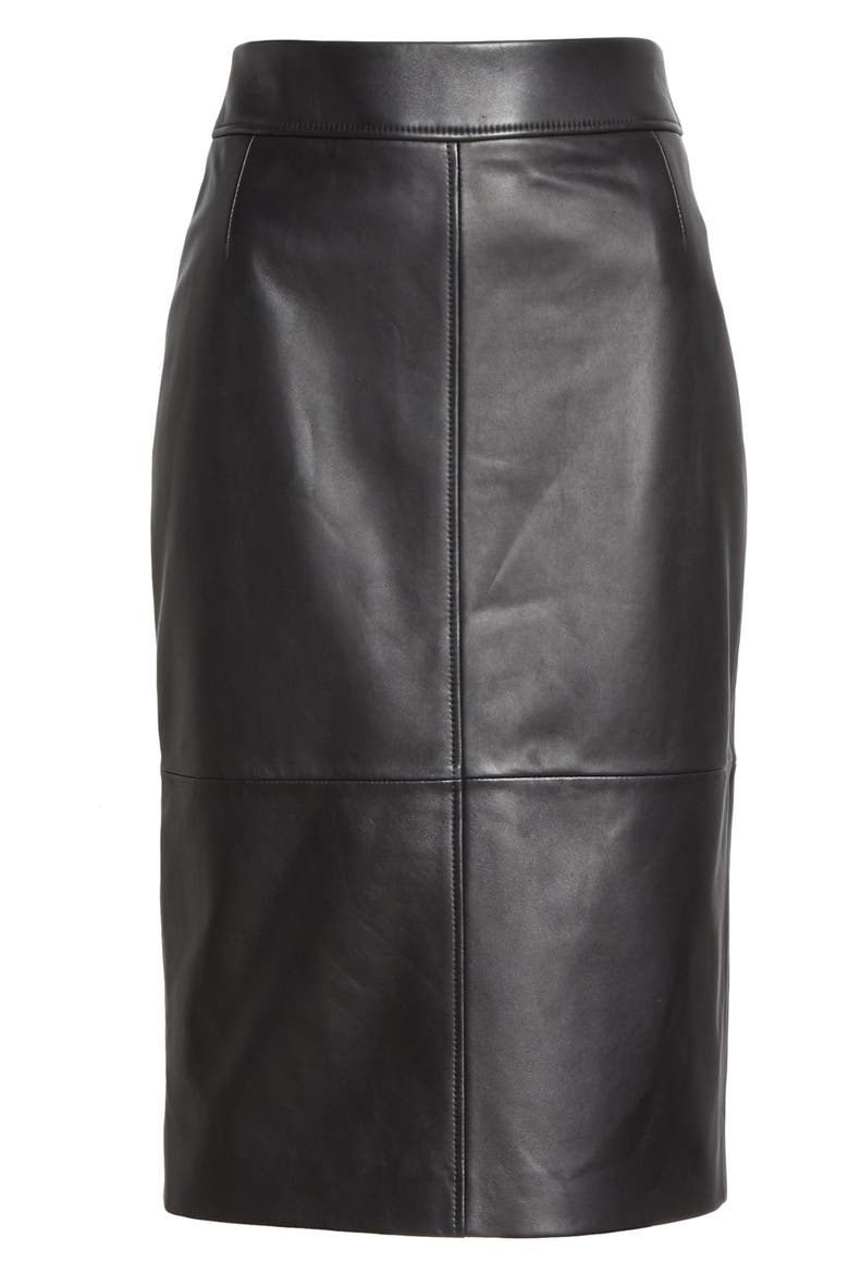 Selrita Leather Pencil Skirt, Alternate, color, BLACK
