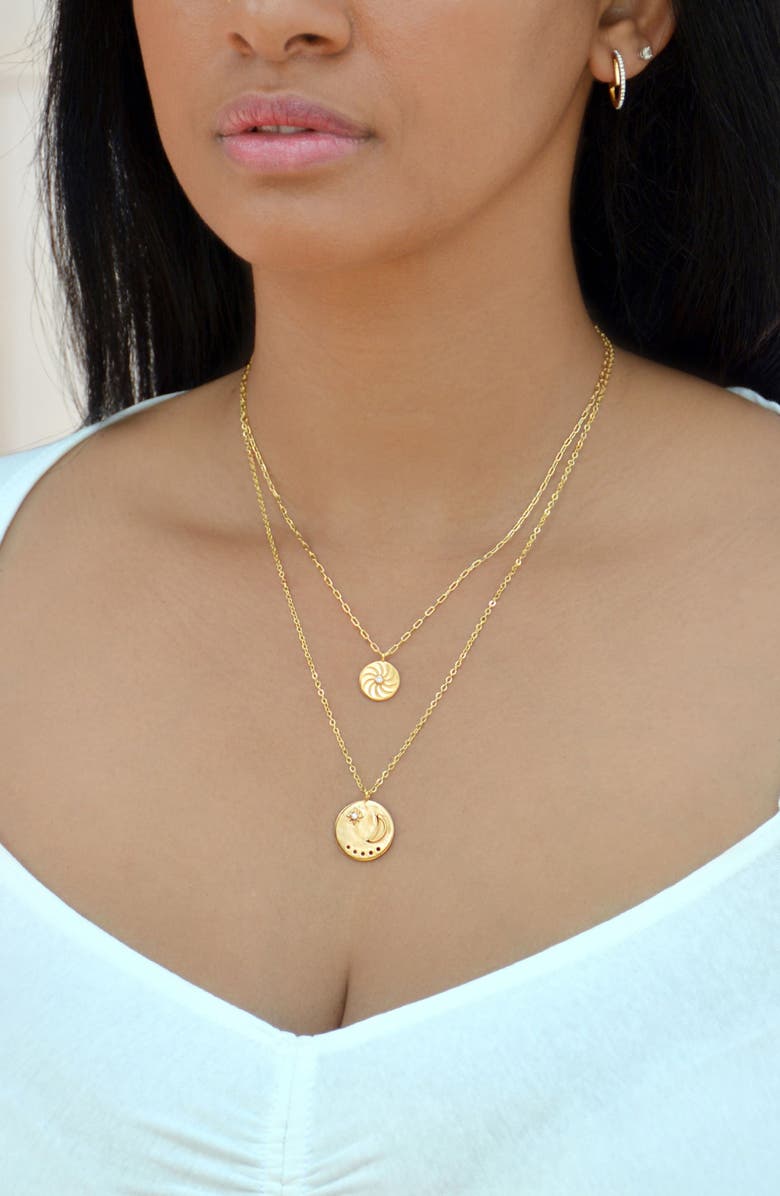 Liza Schwartz Sunrays CZ Coin Pendant Necklace, Alternate, color, 